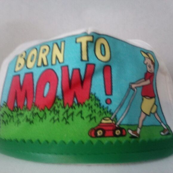 Vintage Born To Mow Cartoon Novelty Snap Back Hat - Picture 2 of 6